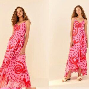 Farm Rio Dress Pink and Red Octopus Print Size Medium